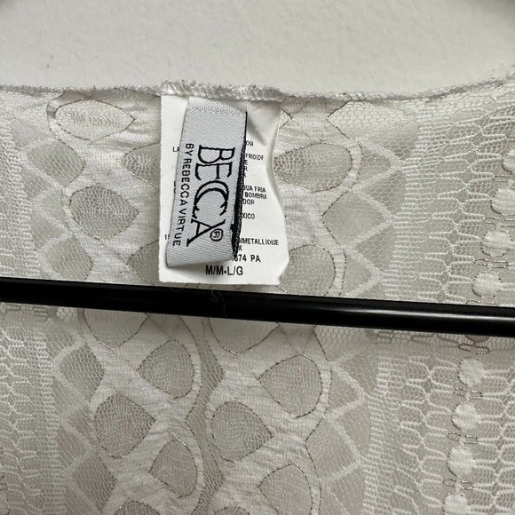 Becca by Rebecca Virtue Lace Tunic White Gold Swimsuit Cover Up - Picture 2 of 3